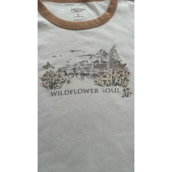 Womens Wildflower Soul Ringer Tee Festival Indie Sleaze Size Small 90s Y2K - Picture 4 of 8
